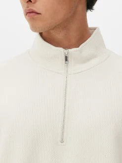 Sweat-shirt Texturé à Col Zippé Et Motif Géométrique