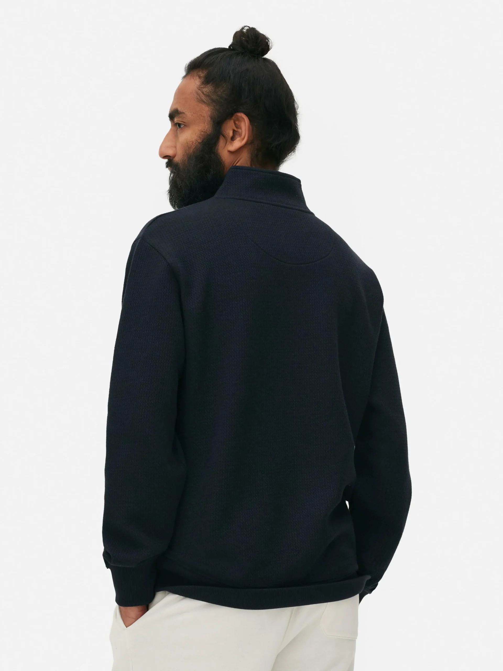 Sweat-shirt Texturé à Col Zippé Et Motif Géométrique