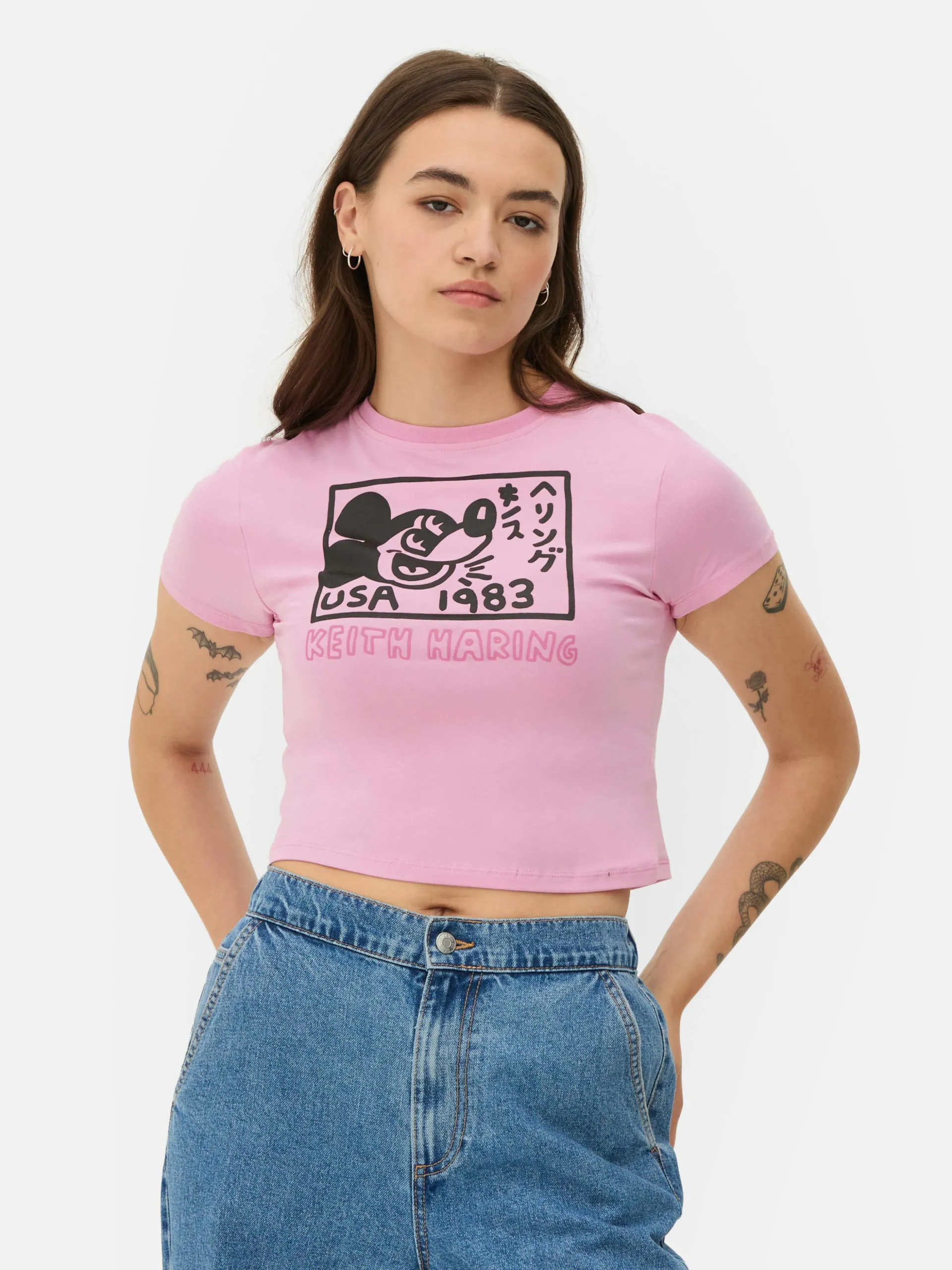 T-shirt Court Disney Mickey Mouse X Keith Haring