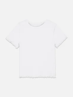 T-shirt Côtelé à Finition Festonnée à Coordonner