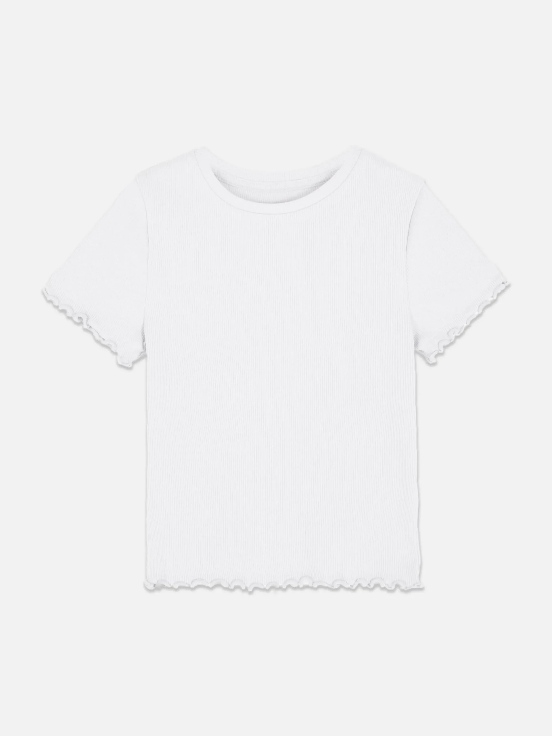 T-shirt Côtelé à Finition Festonnée à Coordonner