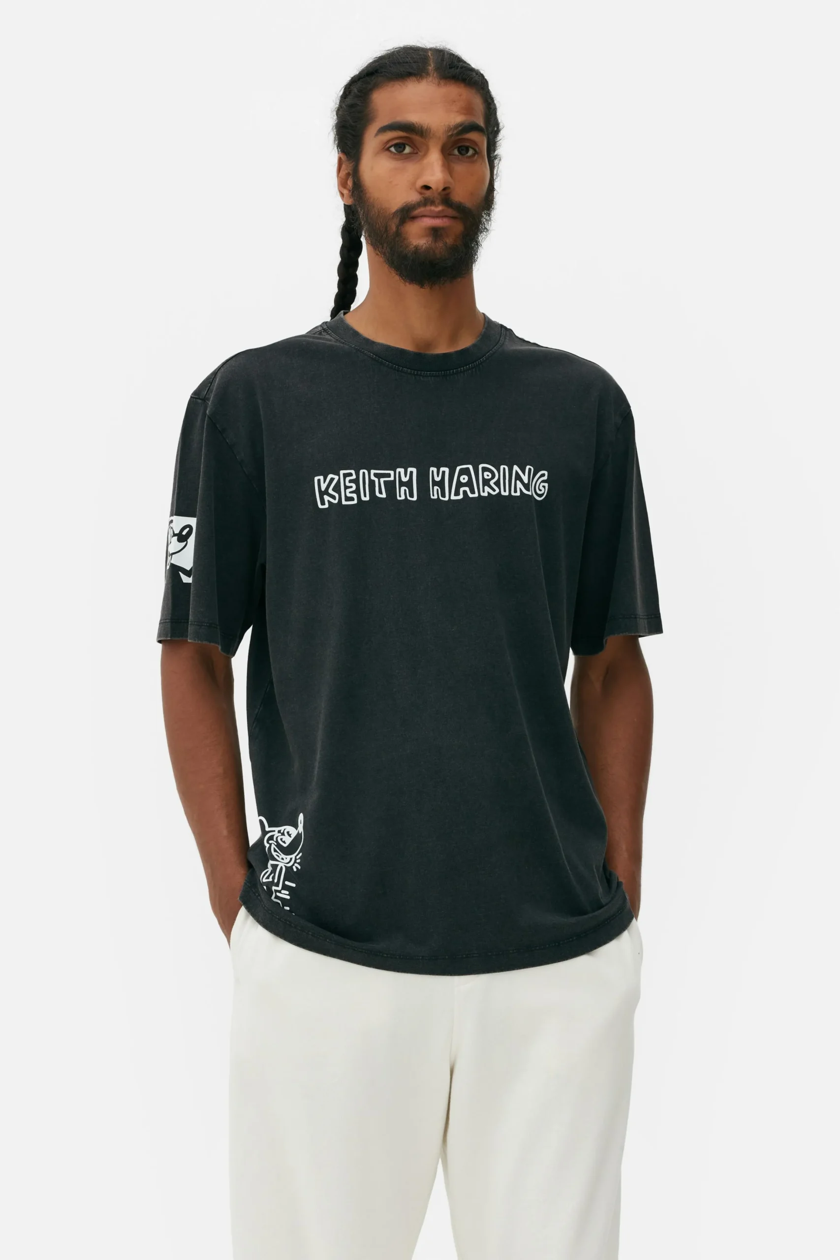 T-shirt Délavé à L'acide Disney Mickey Mouse X Keith Haring