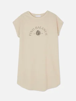 T-shirt Long Imprimé à Manches Courtes