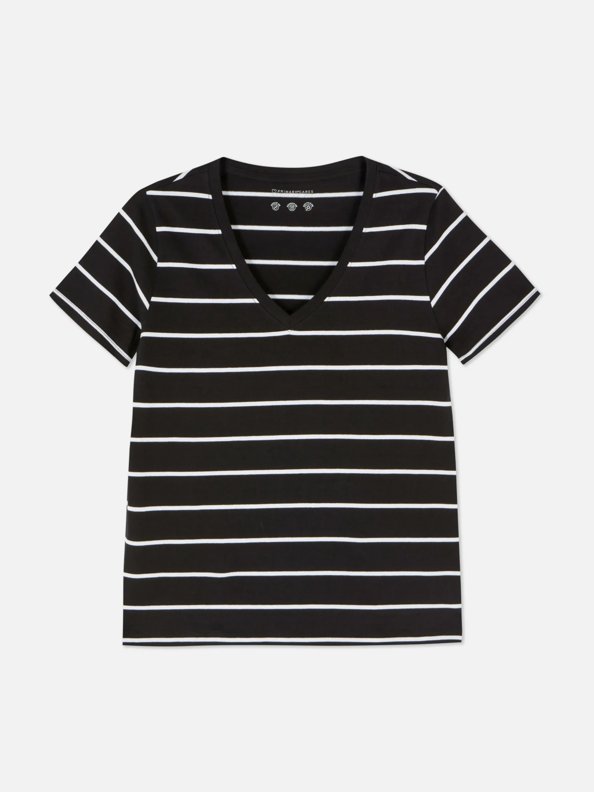 T-shirt Rayé à Col En V