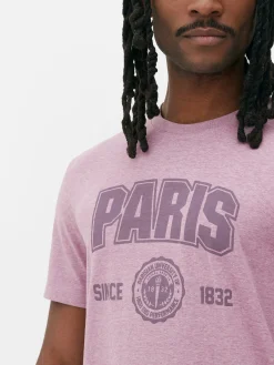 T-shirt Style Universitaire à Manches Courtes Paris
