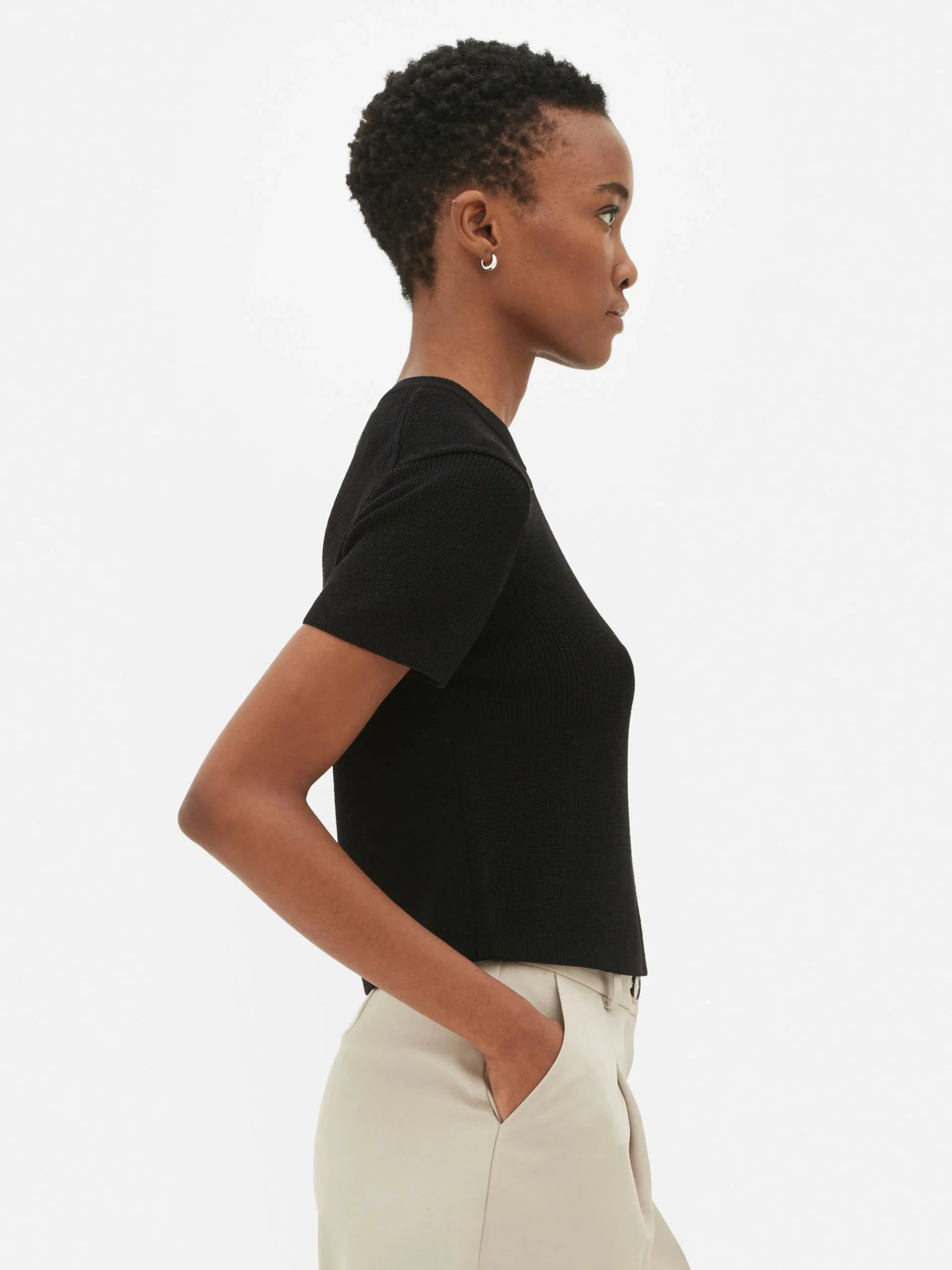 T-shirt Tricoté à Col Rond