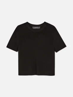 T-shirt Tricoté à Col Rond