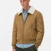 Veste En Suédine à Col Effet Mouton Retourné