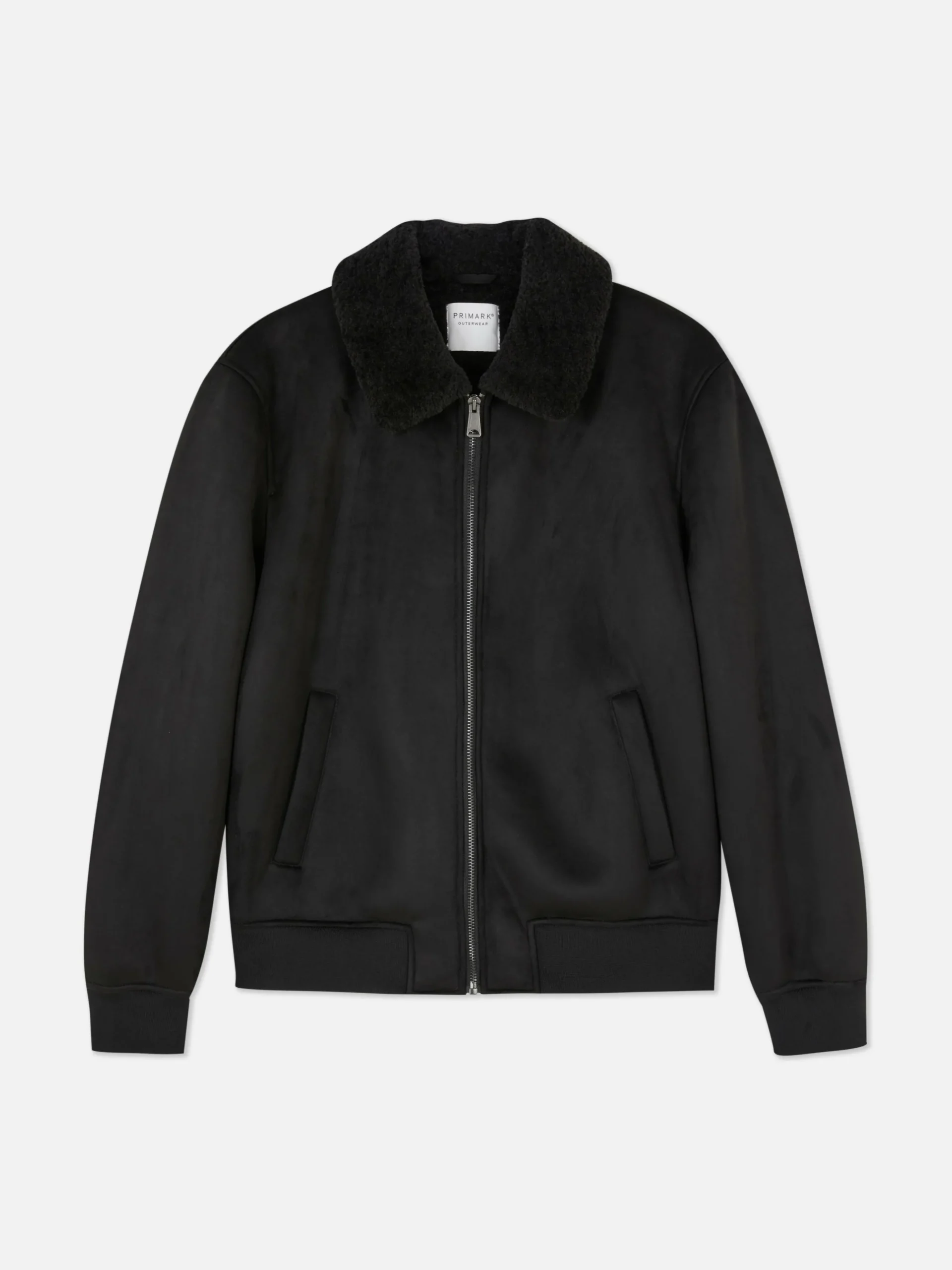 Veste En Suédine à Col Effet Mouton Retourné