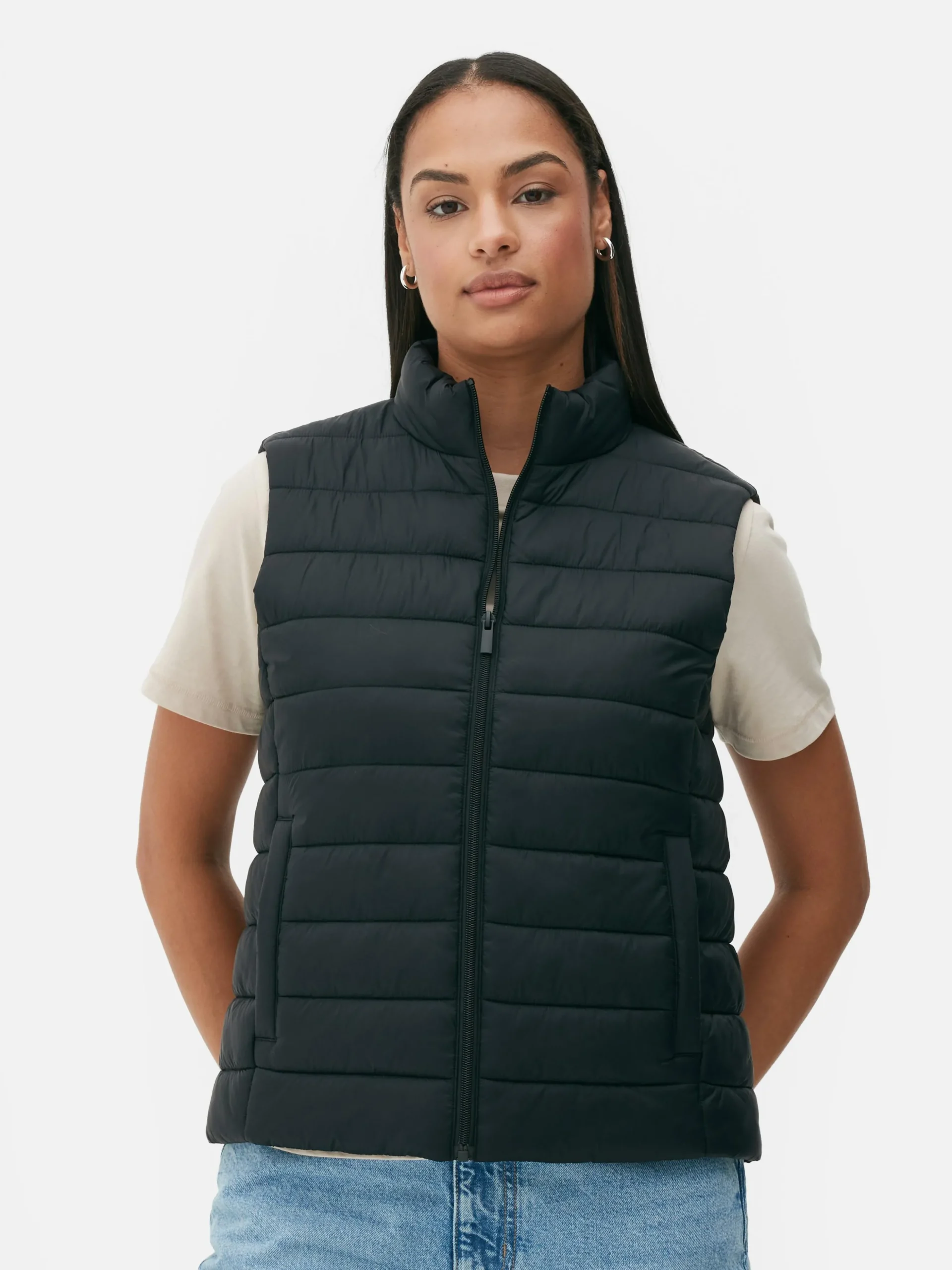 Veste Légère Sans Manches à Col Cheminée