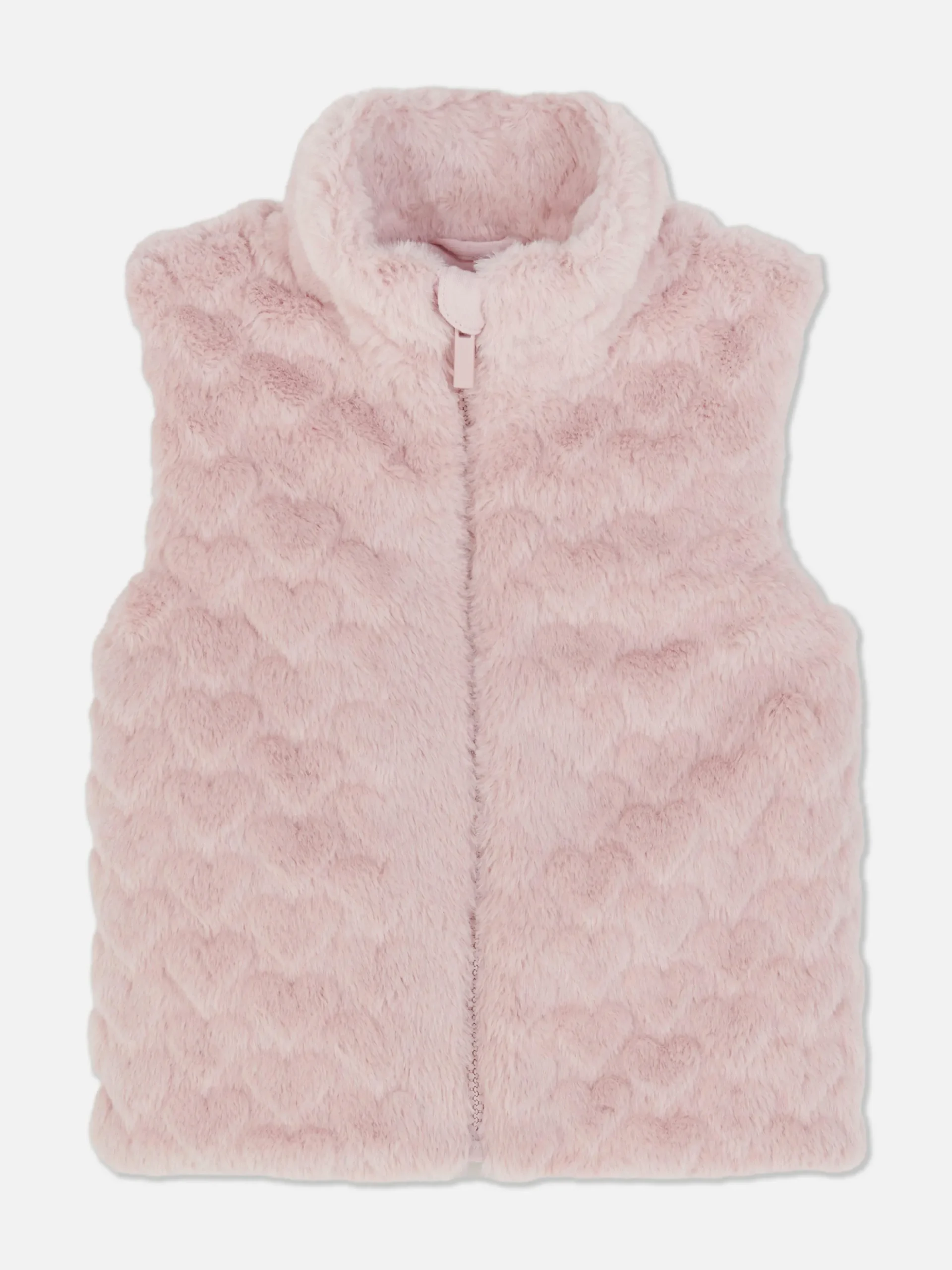 Veste Sans Manche En Fausse Fourrure Texturée à Cœurs