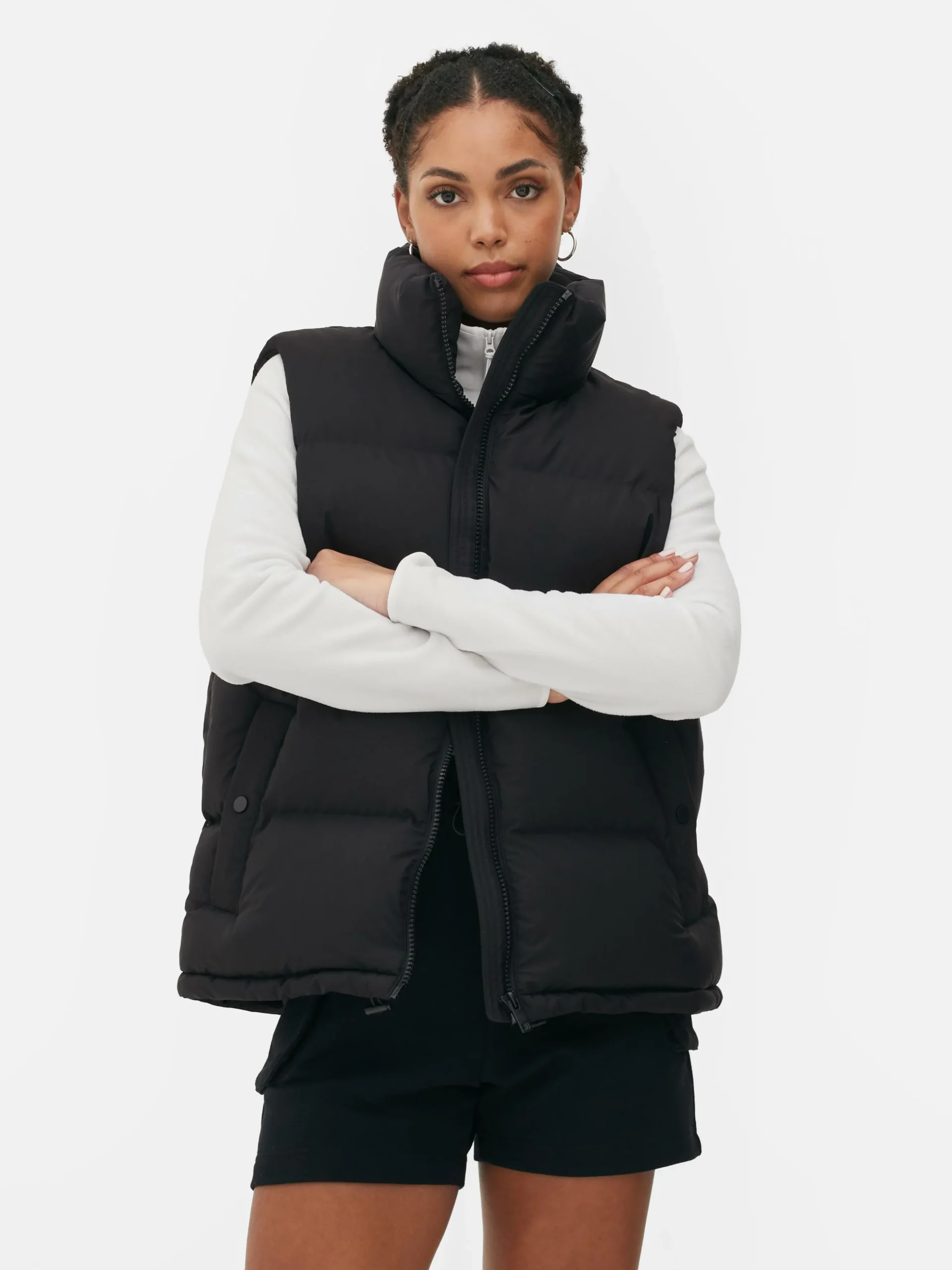 Veste Sans Manche Matelassée à Col Cheminée