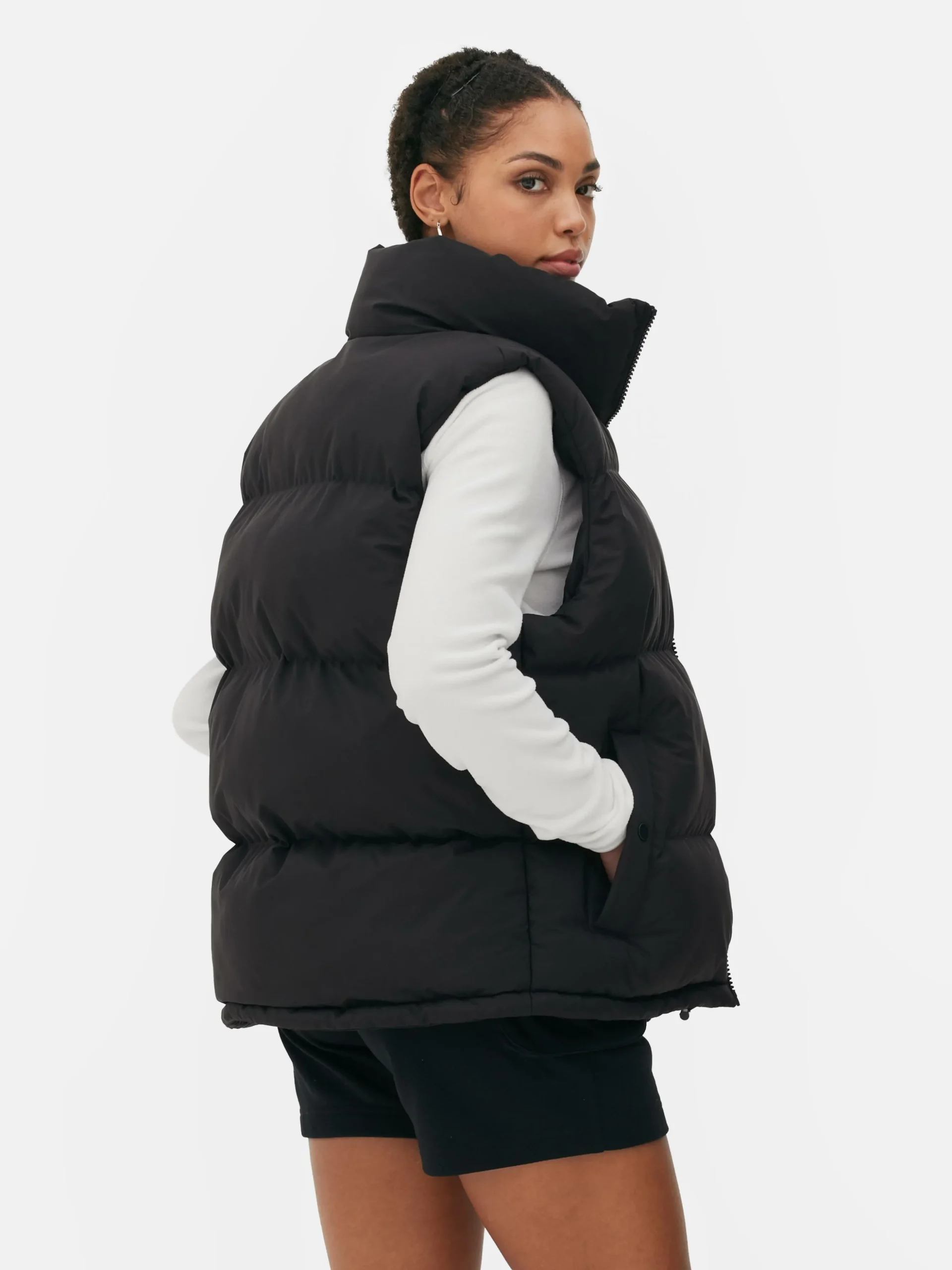 Veste Sans Manche Matelassée à Col Cheminée