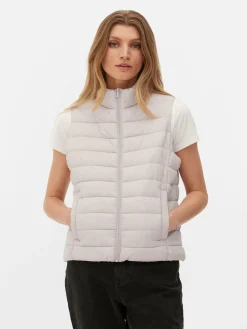 Veste Sans Manches à Col Cheminée